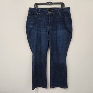 LEE Women's Blue Denim Curvy Fit Bootcut Solid Jeans Petite Size 18 W